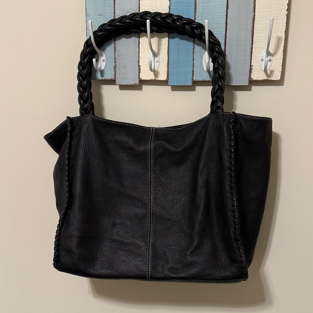 Wilsons Leather Women’s Black Tote/Shoulder Bag with Braided Handles
